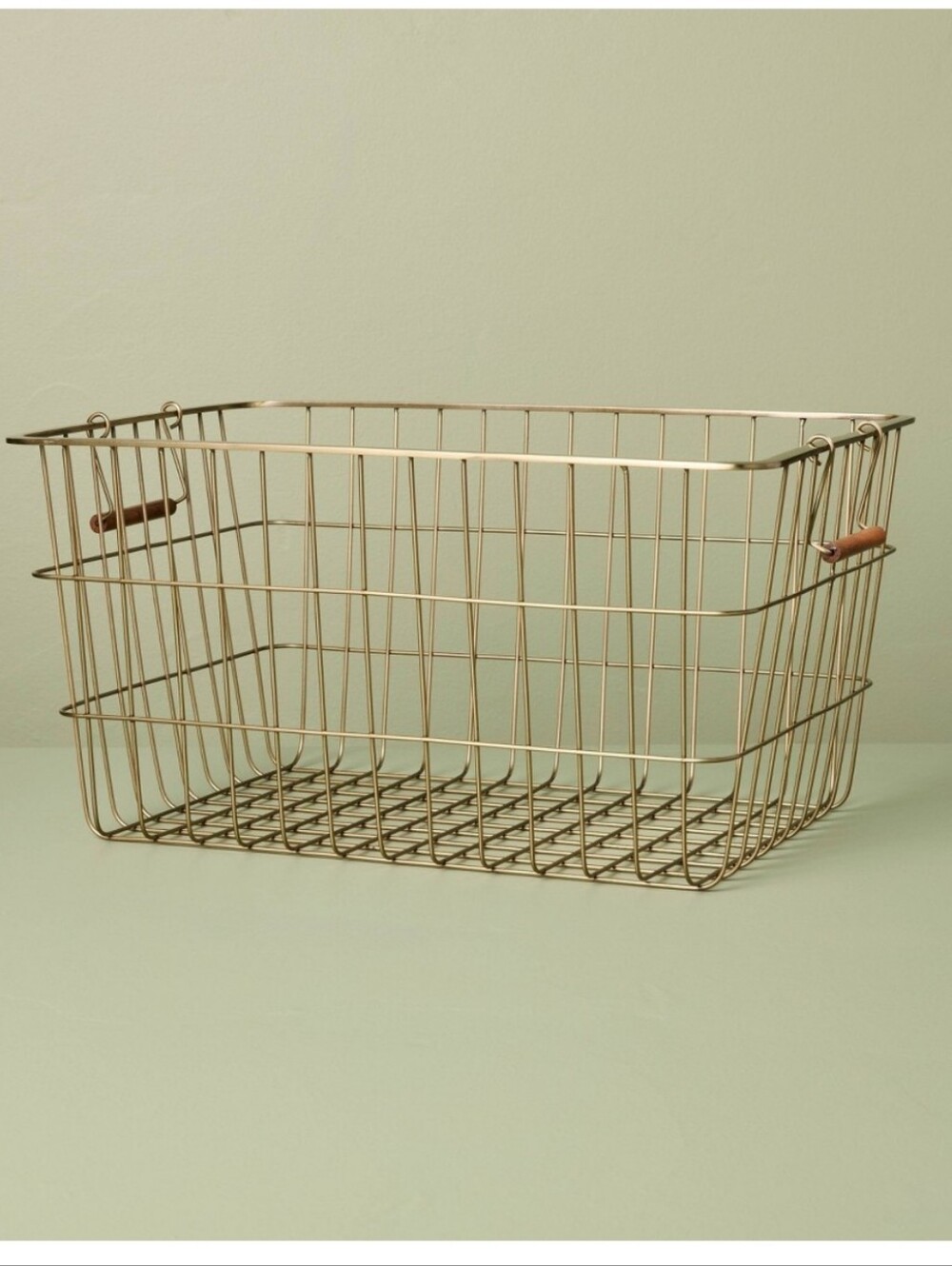 Hearth & Hand Medium Rectangular Brass Wire Storage Basket